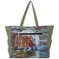 Handbag-Shoulder Bag-Canvas-17"x13"-Chestnut Horse-Gray Horse-River