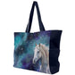 Handbag Shoulder Bag-Canvas-17"x13"-White Horse-Starry Night-Blue