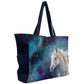 Handbag Shoulder Bag-Canvas-17"x13"-White Horse-Starry Night-Blue