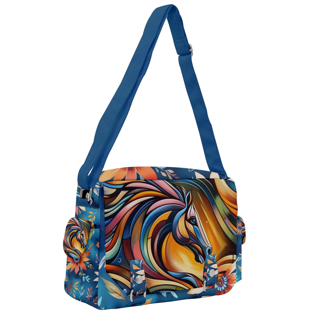 Handbag-Multifunction Bag-Buckle-Horse-Colorful-Blue-Red-Orange