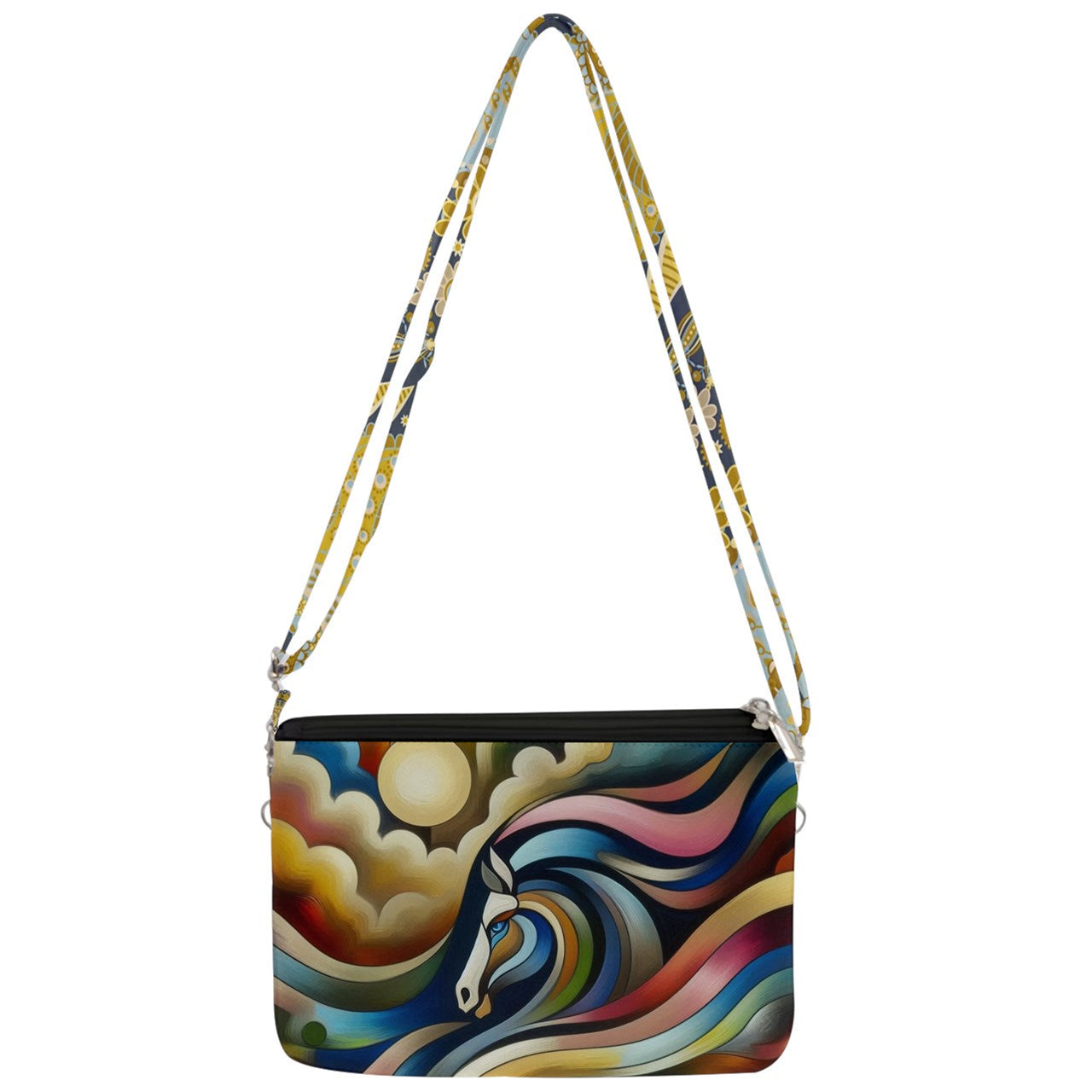 Handbag-Crossbody bag-Double Gusset Purse-Abstract Horse Design-Colorful-Blue-Red-Yellow