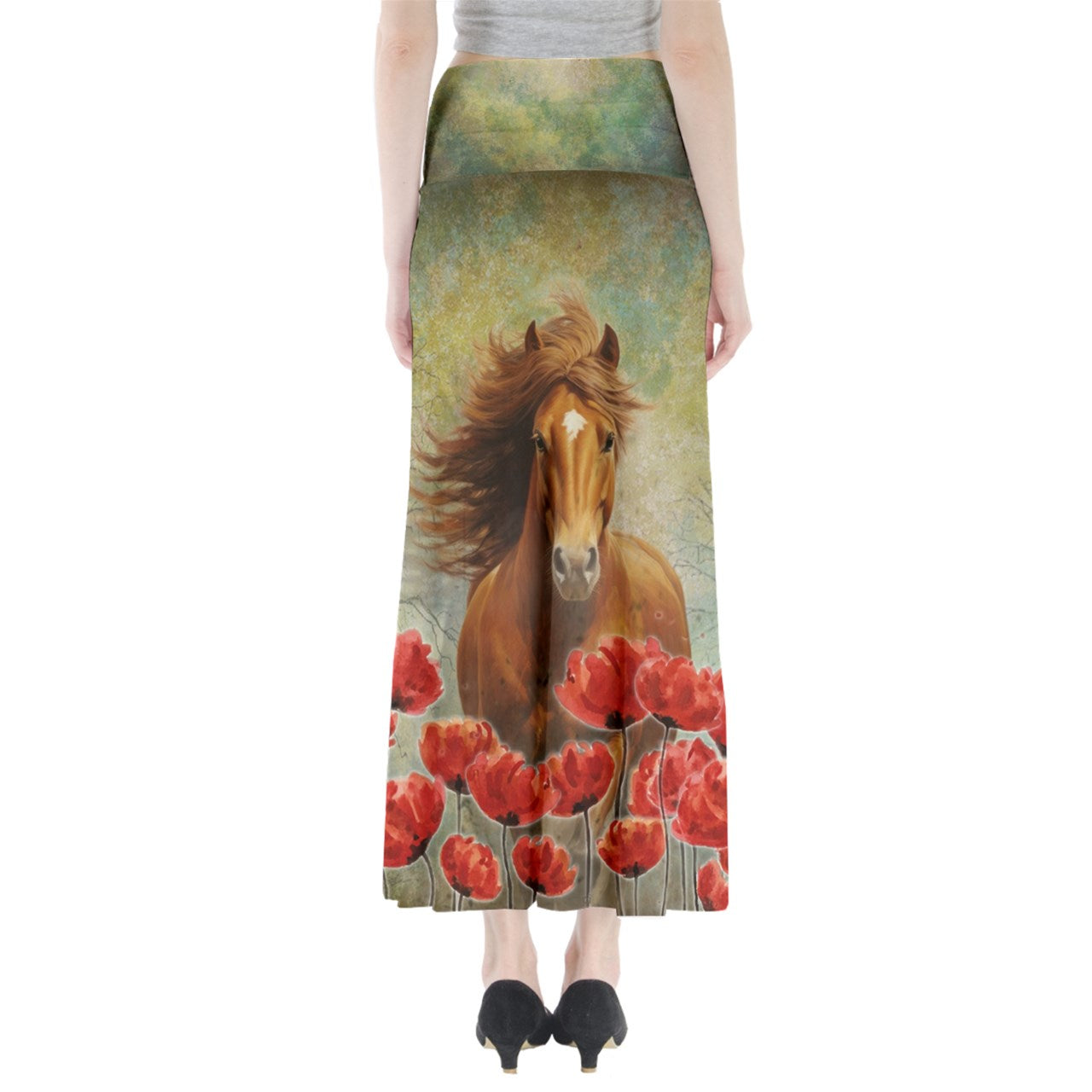 8070_HorseFlipped Full Length Maxi Skirt