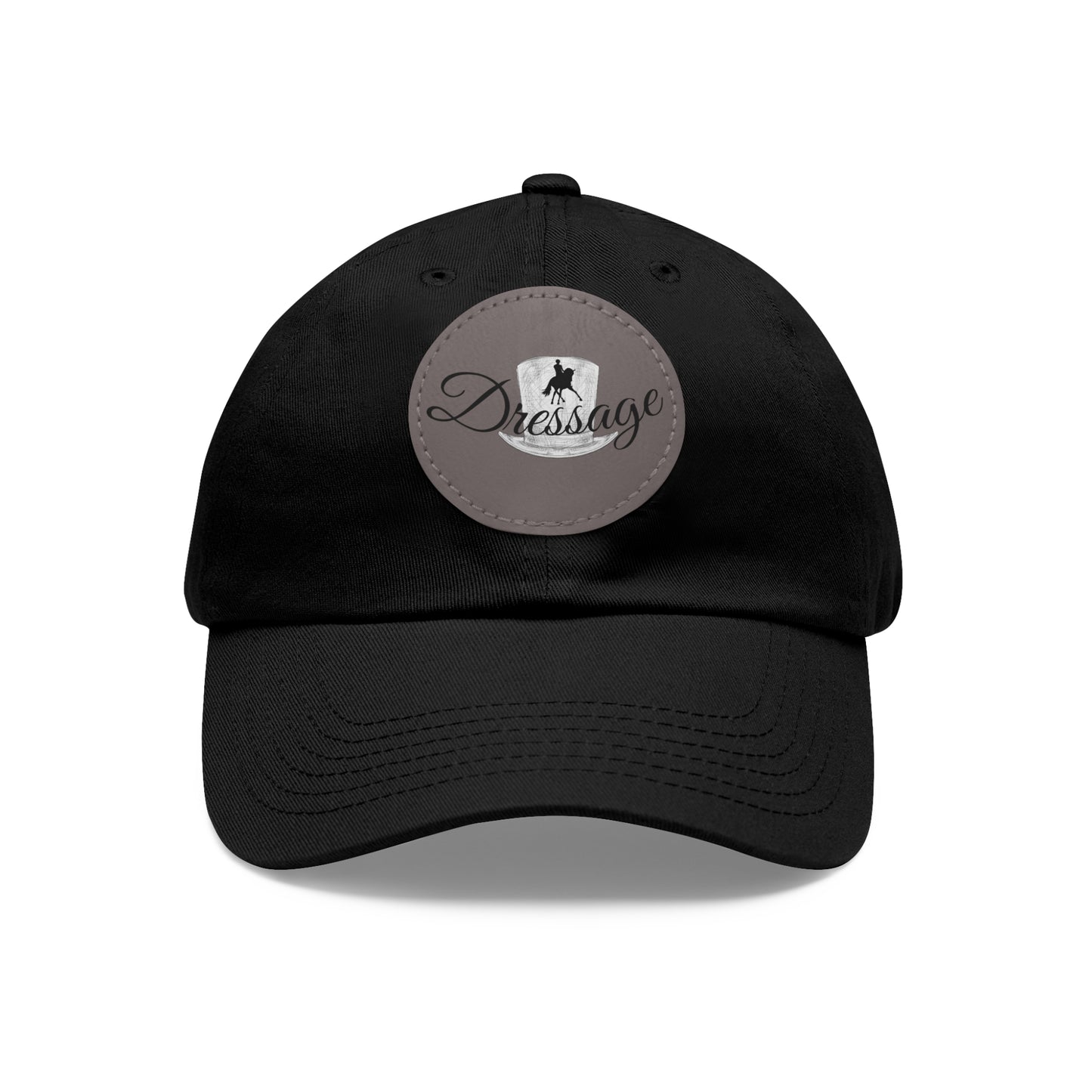 Baseball Cap-Dad Hat with Leather Patch (Round)-Dressage Horse