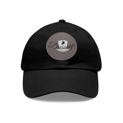 Baseball Cap-Dad Hat with Leather Patch (Round)-Dressage Horse