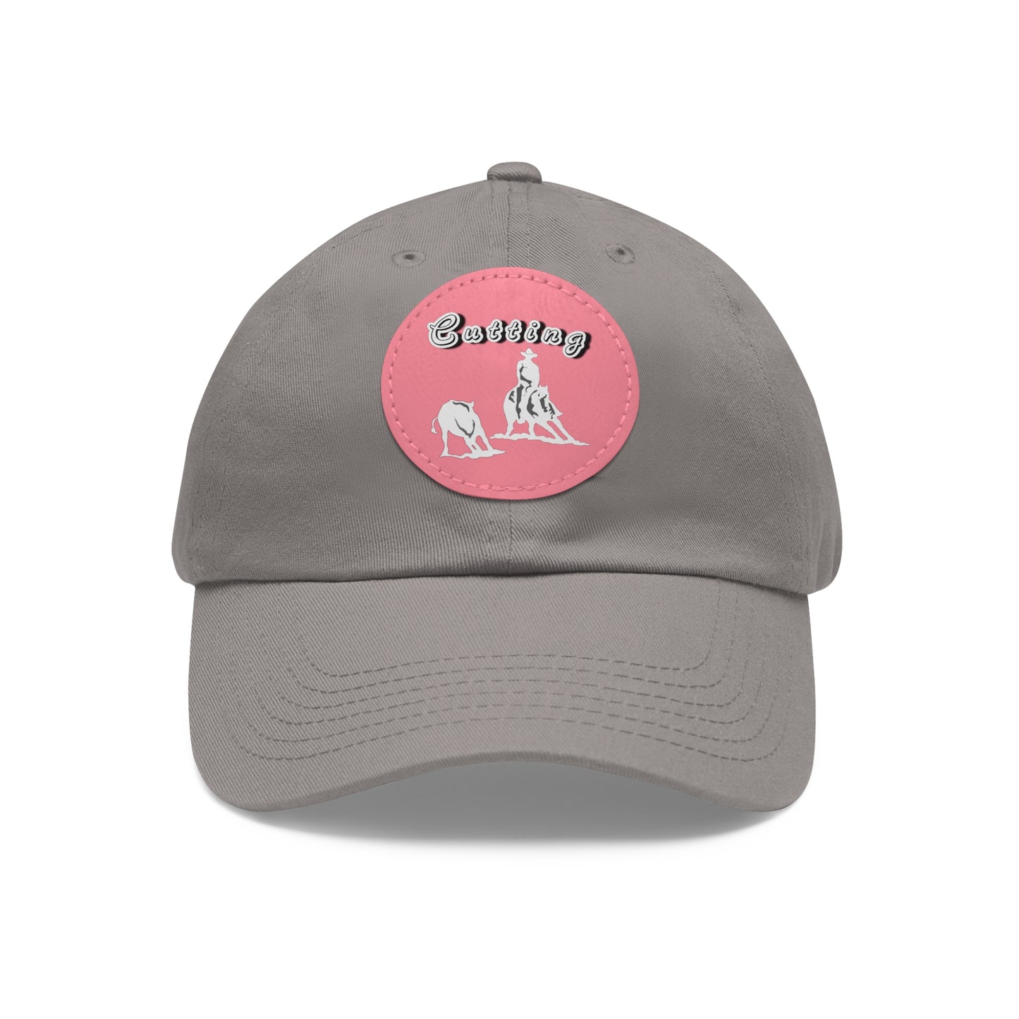 Baseball Cap-Dad Hat with Leather Patch (Round)-Cutting Horse