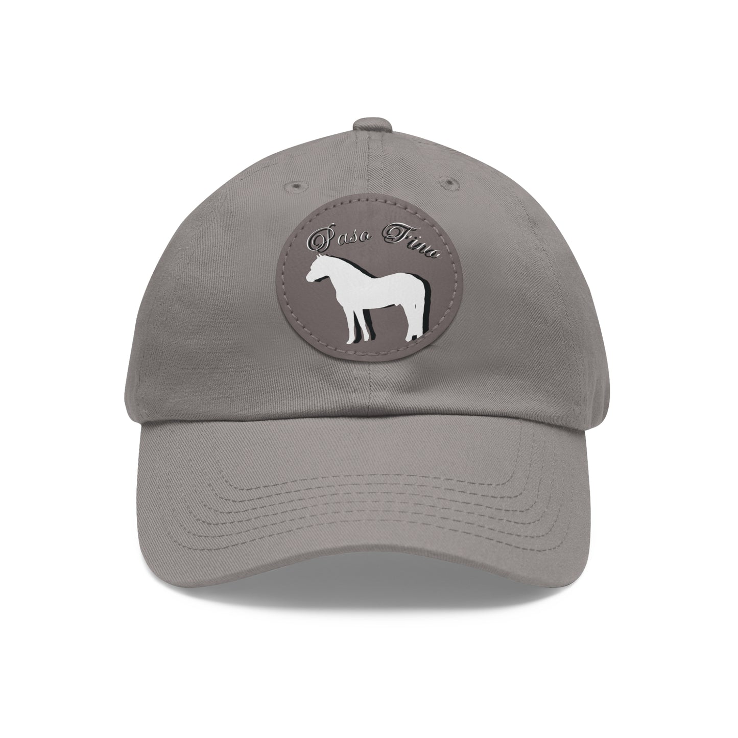 Baseball Cap-Dad Hat with Leather Patch (Round)-Paso Fino- Horse