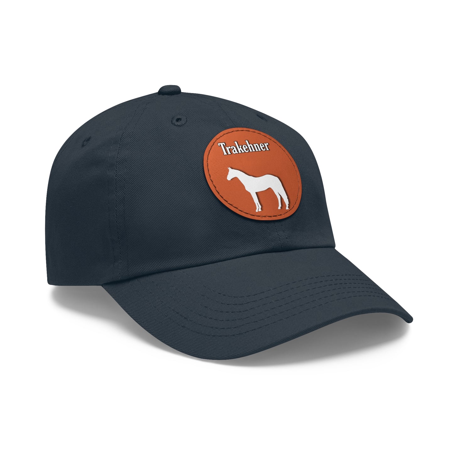 Baseball Cap-Dad Hat with Leather Patch (Round)-Trakehner Warmblood-Horse