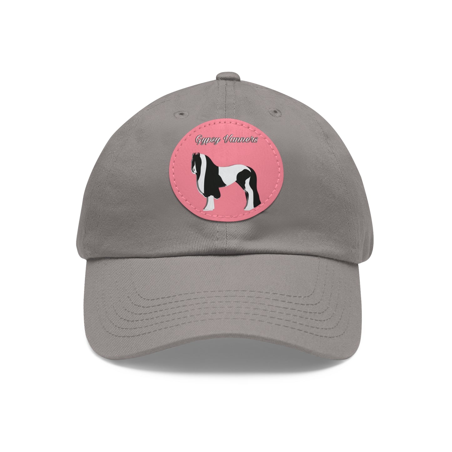 Baseball Cap-Dad Hat with Leather Patch (Round)-Gypsy Vanner Horse