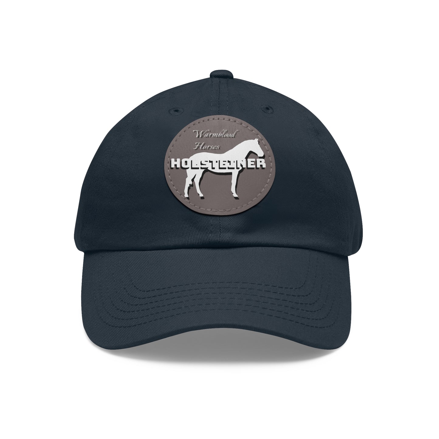 Baseball Cap-Dad Hat with Leather Patch (Round)-Holsteiner Warmblood-Horse