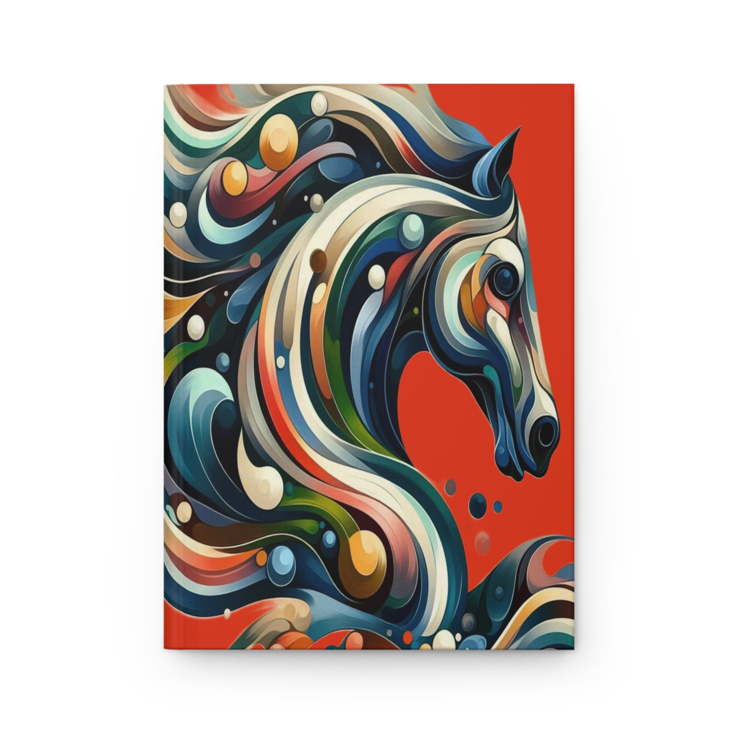 Hardcover Journal Matte-Iconic Multi Color Horse-Red