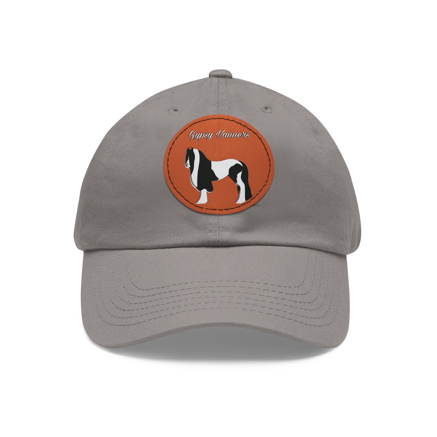 Baseball Cap-Dad Hat with Leather Patch (Round)-Gypsy Vanner Horse