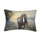 Pillow - Lumbar-Spun Polyester-4 sizes-Percheron Draft Horse Design- Gray Green Yellow