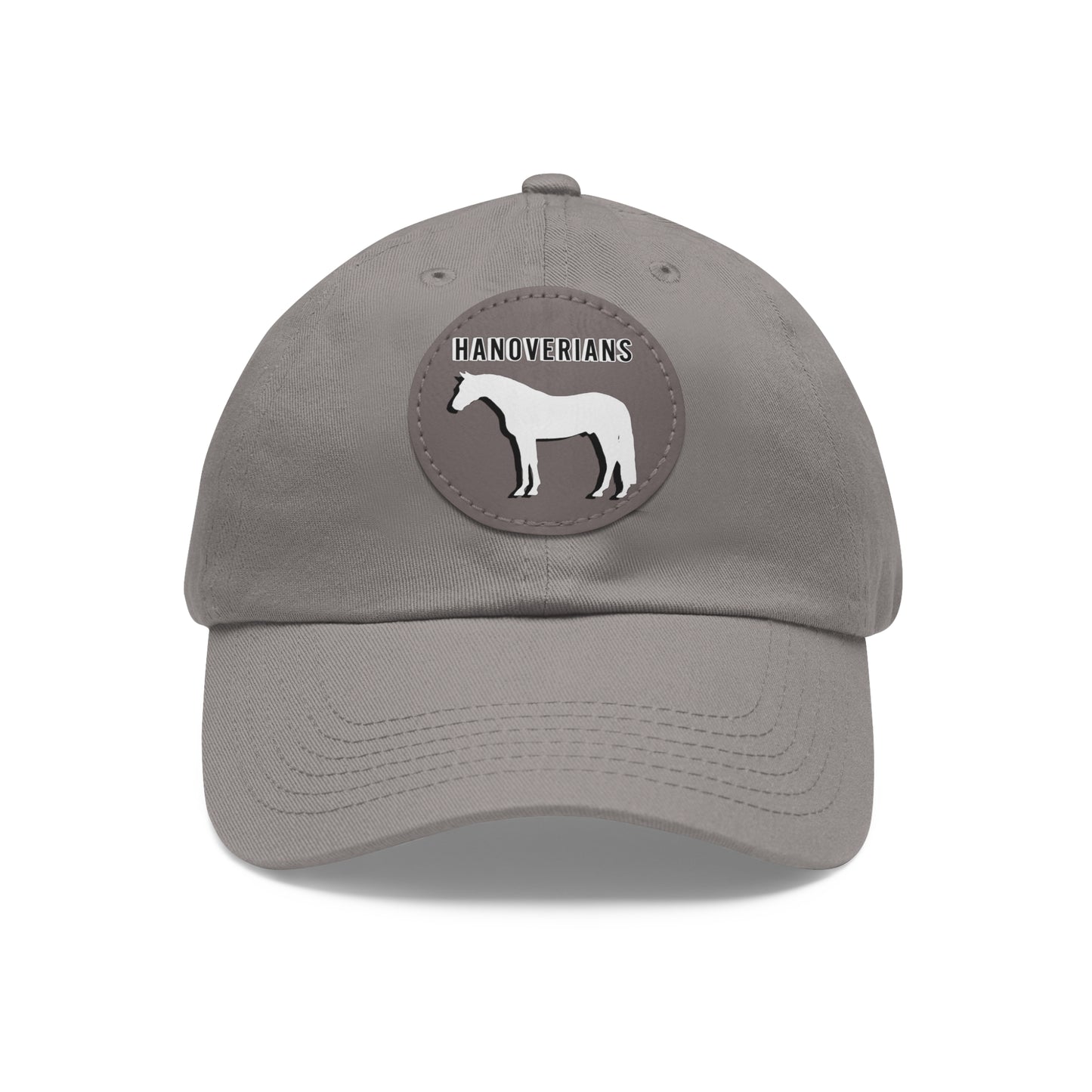 Baseball Cap-Dad Hat with Leather Patch (Round)-Hanoverian Warmblood-Horse