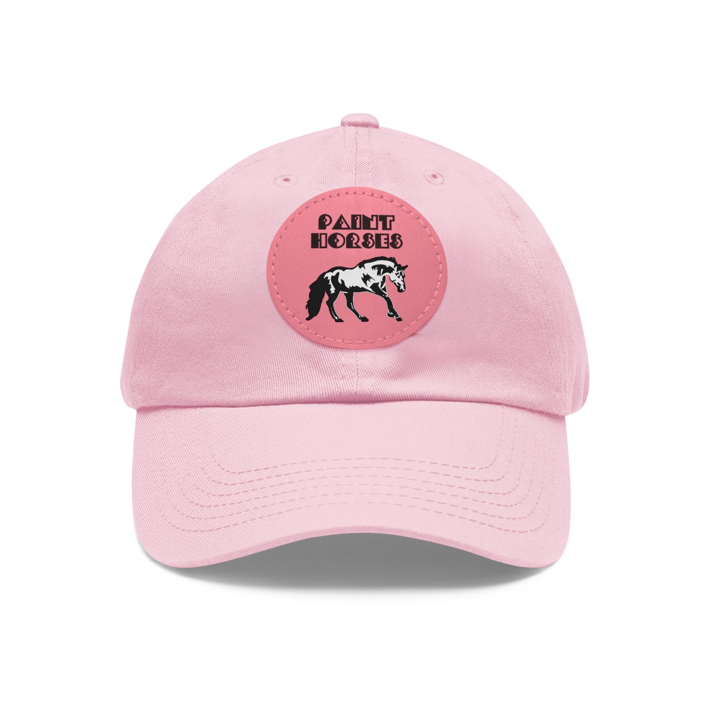 Baseball Cap-Dad Hat with Leather Patch (Round)-Paint Horse