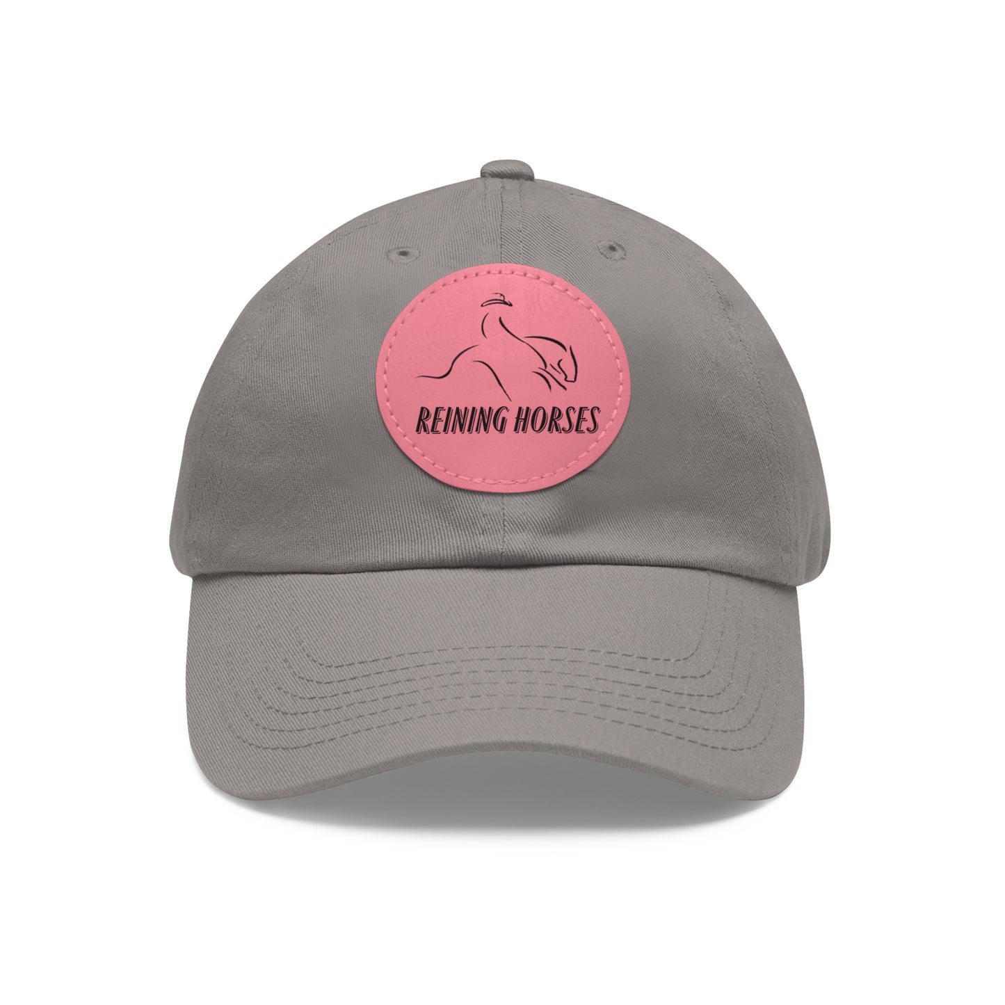 Baseball Cap-Dad Hat with Leather Patch (Round)-Reining Horse