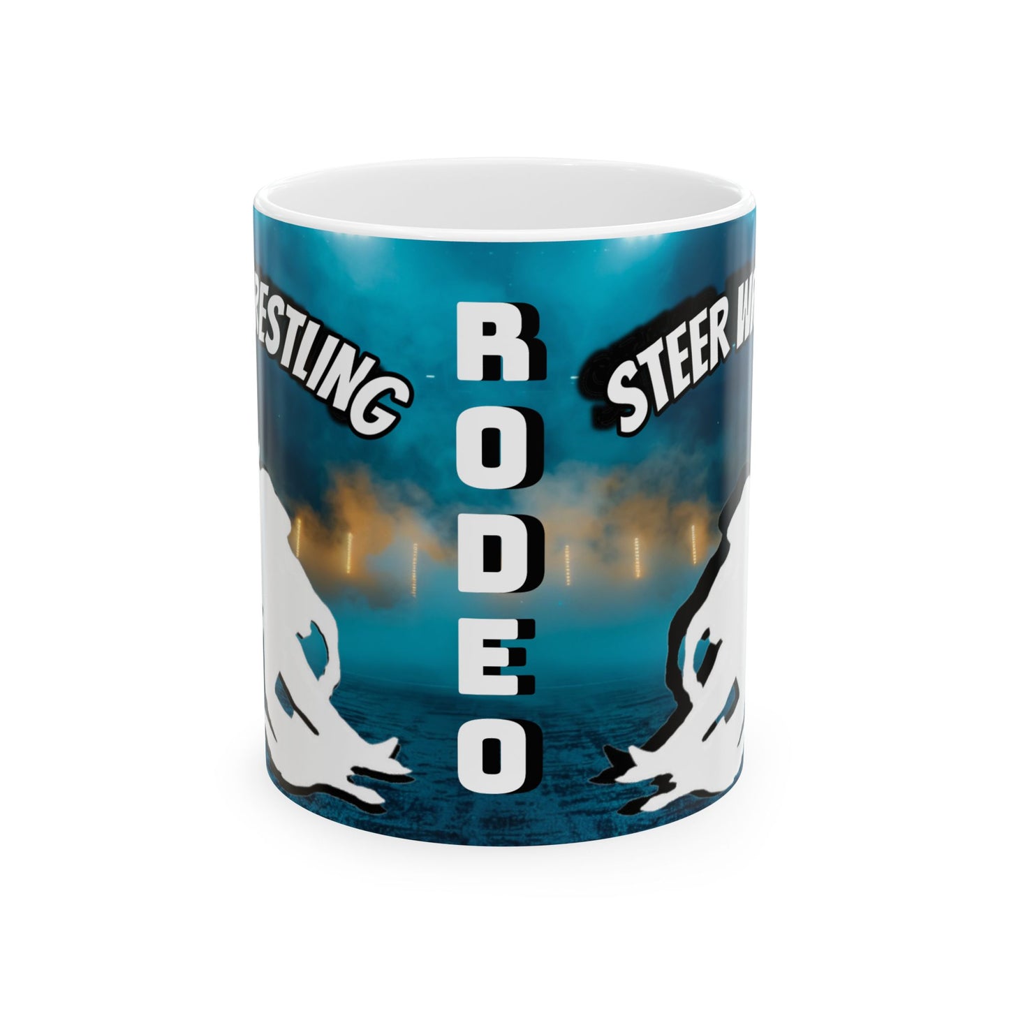 Mug Ceramic, (11 0z) Horses-Rodeo-Steer Wrestling