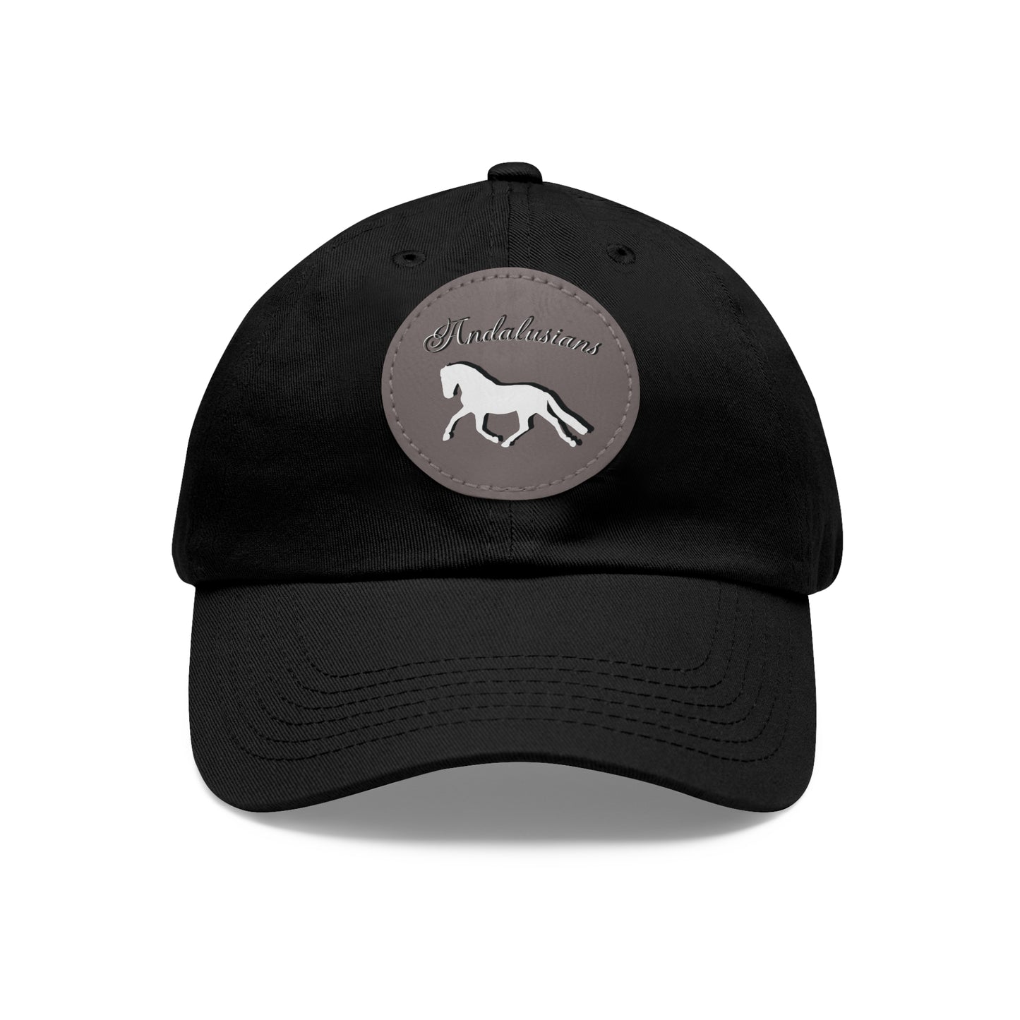 Baseball Cap-Dad Hat with Leather Patch (Round)-Andalusian Horse