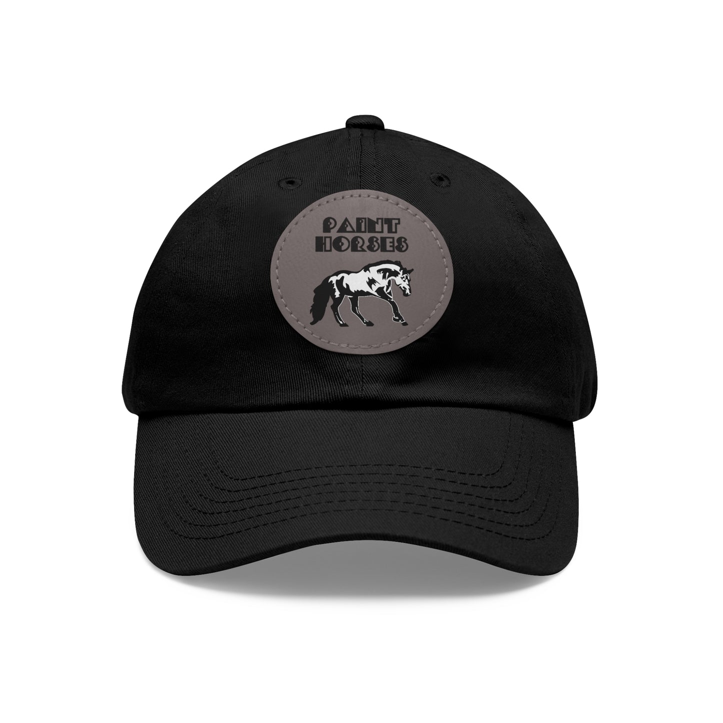 Baseball Cap-Dad Hat with Leather Patch (Round)-Paint Horse