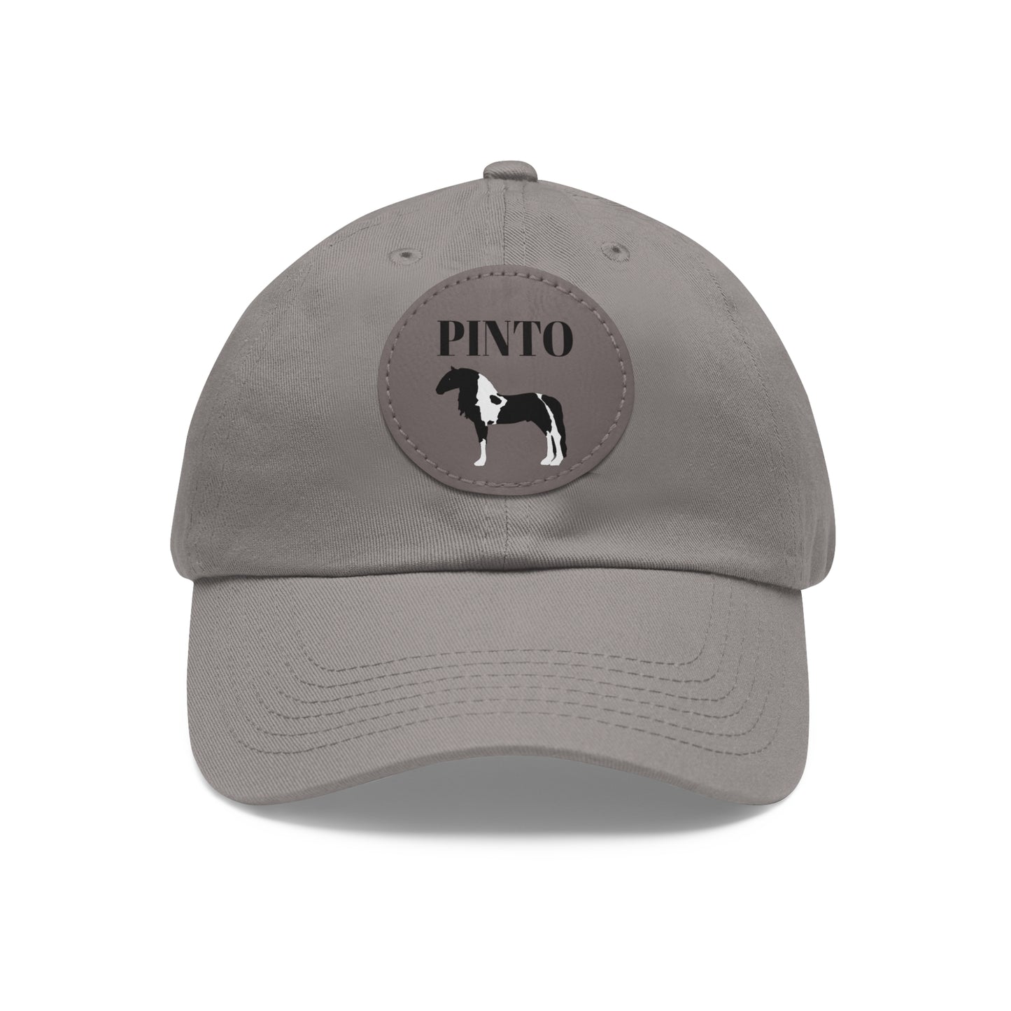 Baseball Cap-Dad Hat with Leather Patch (Round)-Pinto Horse