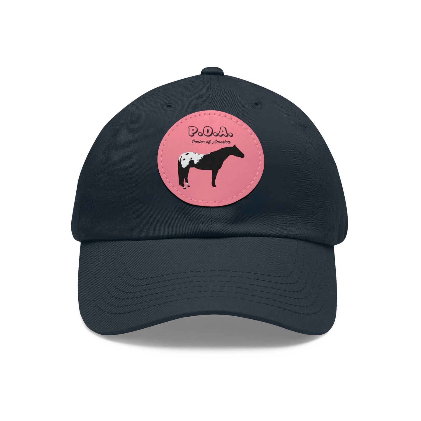 Baseball Cap-Dad Hat with Leather Patch (Round)-POAs Ponies of America-Horse