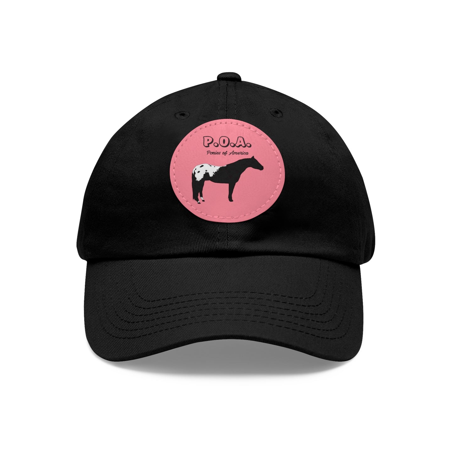 Baseball Cap-Dad Hat with Leather Patch (Round)-POAs Ponies of America-Horse