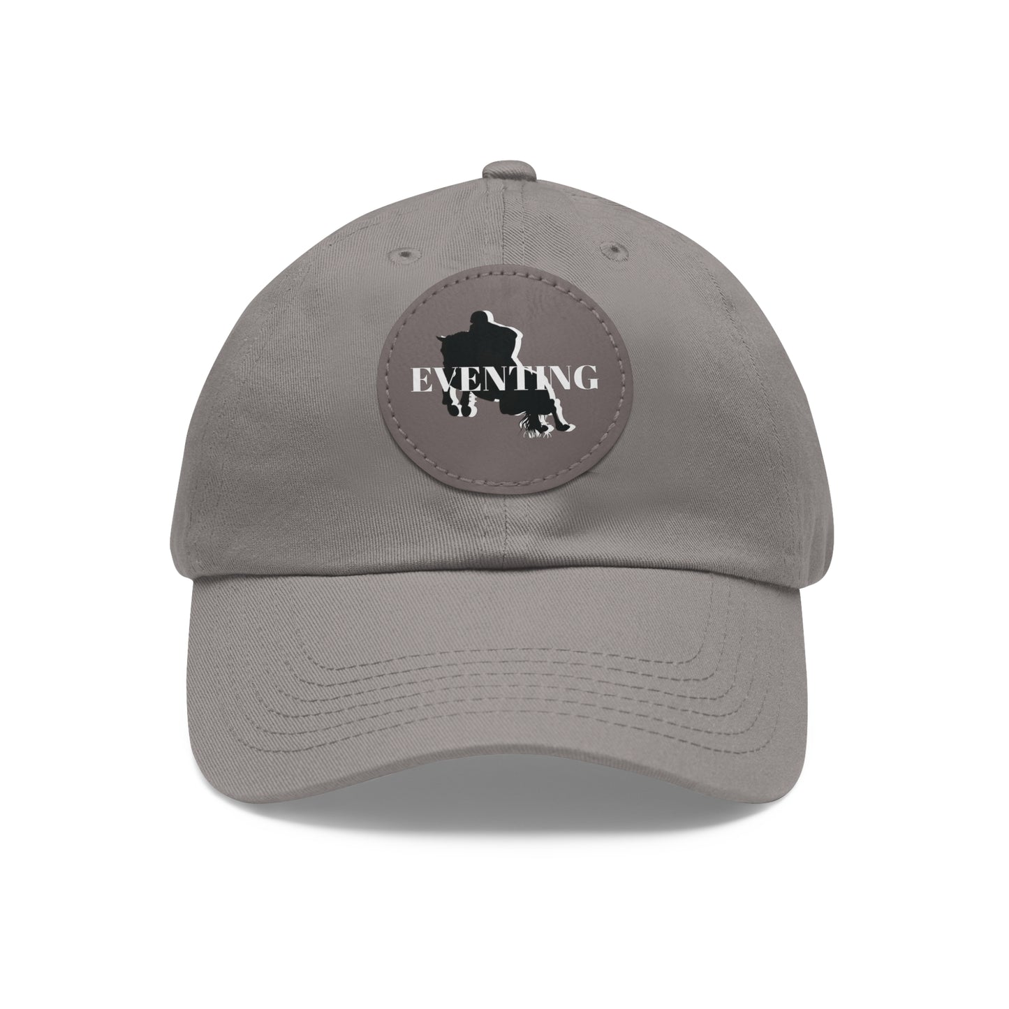 Baseball Cap-Dad Hat with Leather Patch (Round)-Eventing Horse