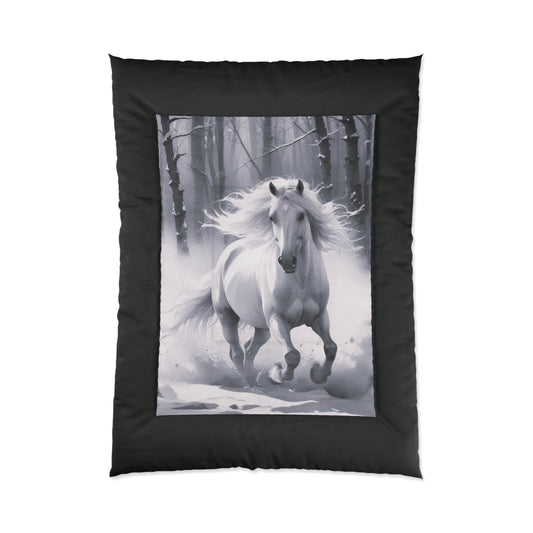 Comforter-White Horse Design-4 Sizes-King Queen Double Twin