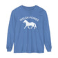 T-Shirt-Women's-Men's-Garment-dyed-Long Sleeve-All Cotton-Horses-Welsh Ponies