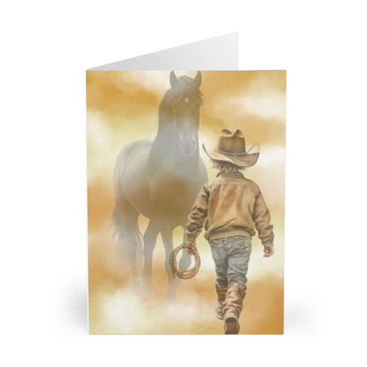 Greeting Cards-Note-(5 Pack)-Blank Inside-Horse-Little Cowboy