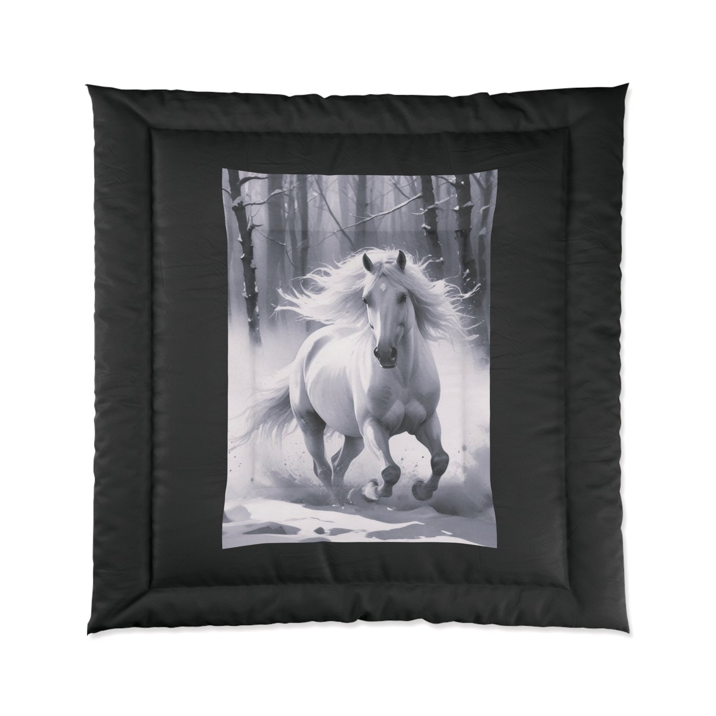 Comforter-White Horse Design-4 Sizes-King Queen Double Twin