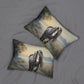 Pillow - Lumbar-Spun Polyester-4 sizes-Percheron Draft Horse Design- Gray Green Yellow