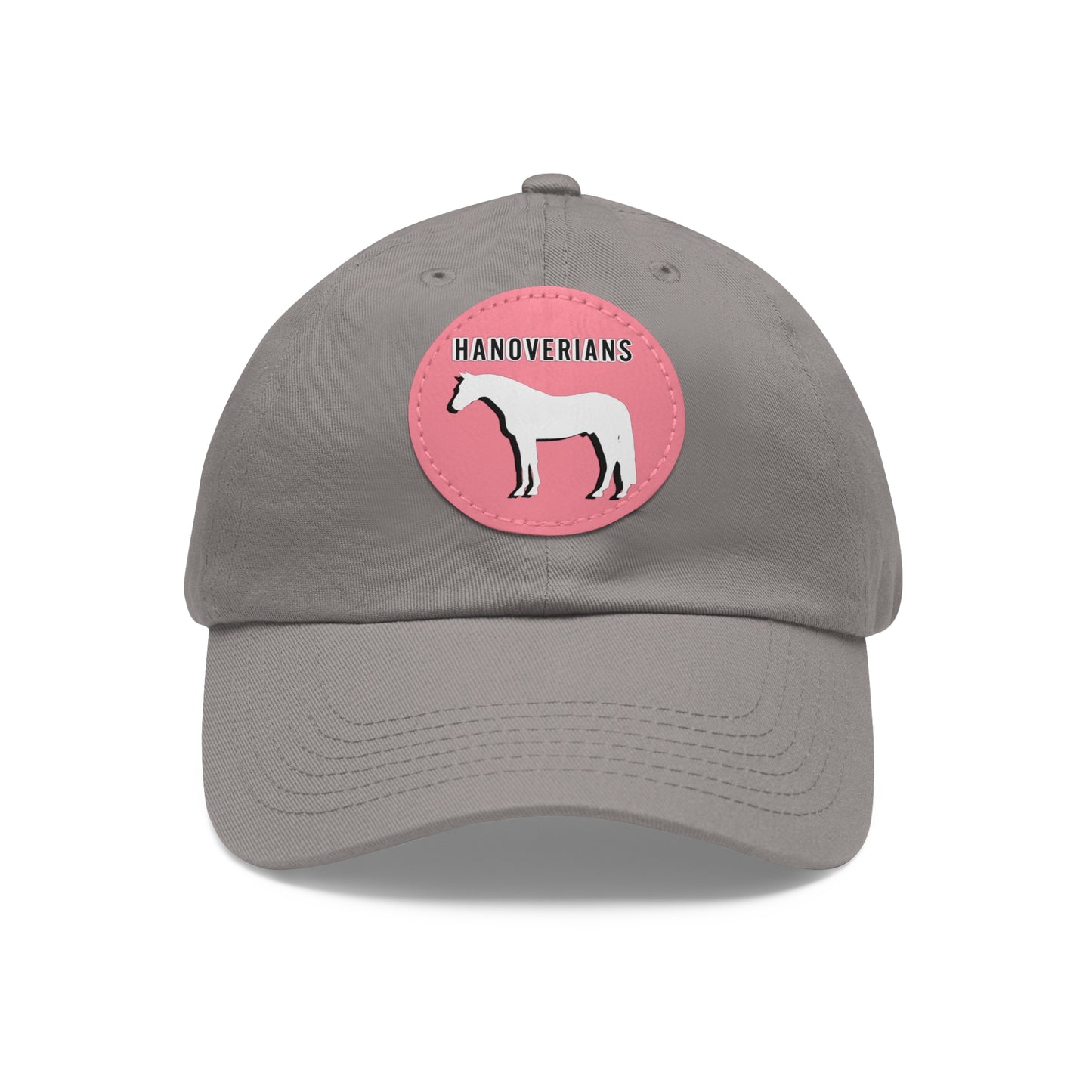 Baseball Cap-Dad Hat with Leather Patch (Round)-Hanoverian Warmblood-Horse