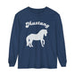 T-Shirt-Women's-Men's-Garment-dyed-Long Sleeve-All Cotton-Horses-Mustangs