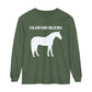 T-Shirt-Women's-Men's-Garment-dyed-Long Sleeve-All Cotton-Horses-Oldenburger Warmbloods