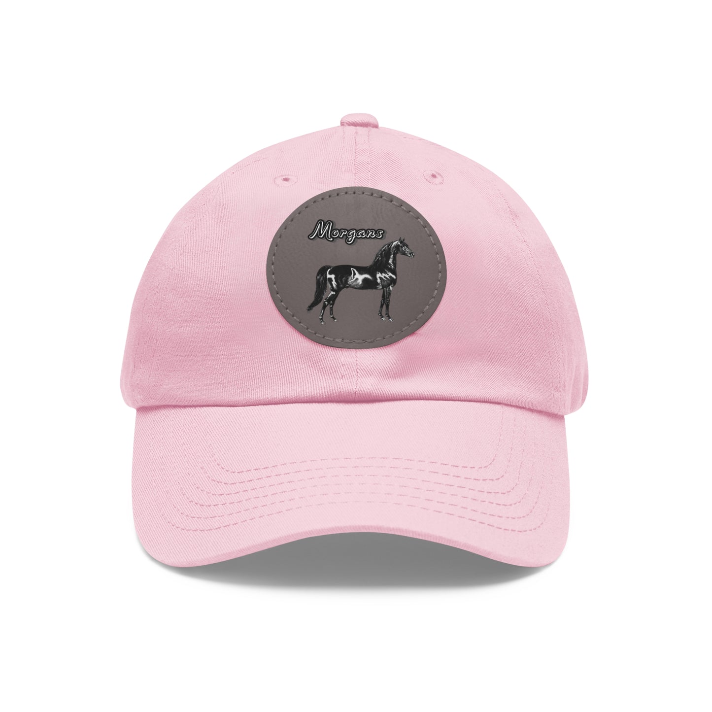 Baseball Cap-Dad Hat with Leather Patch (Round)-Morgans Horse