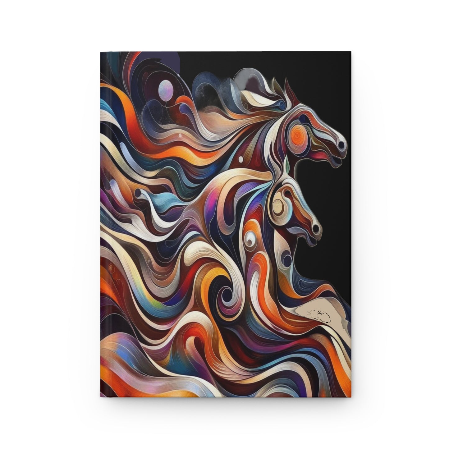 Hardcover Journal Matte-Iconic Oceanic Horses-Multi Color on Black