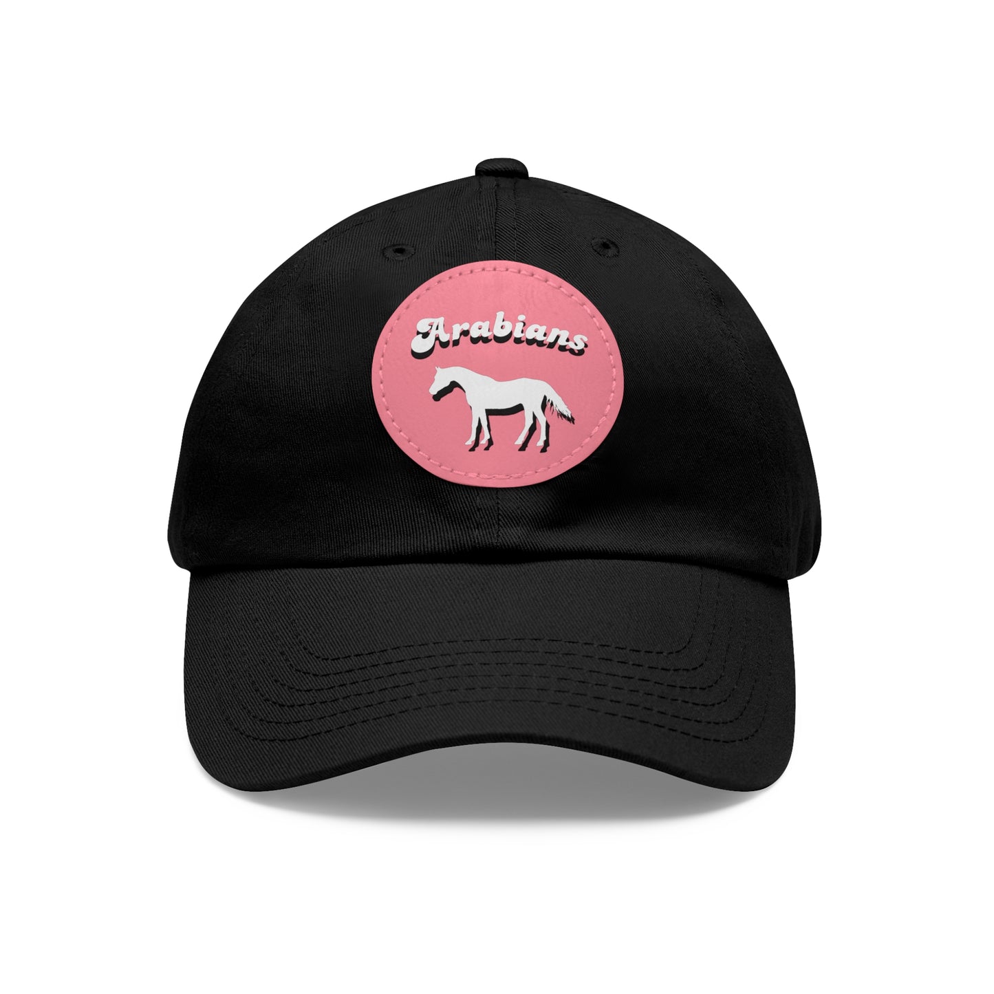 Baseball Cap-Dad Hat with Leather Patch (Round)-Arabian Horses Arabians-hot blooded horses