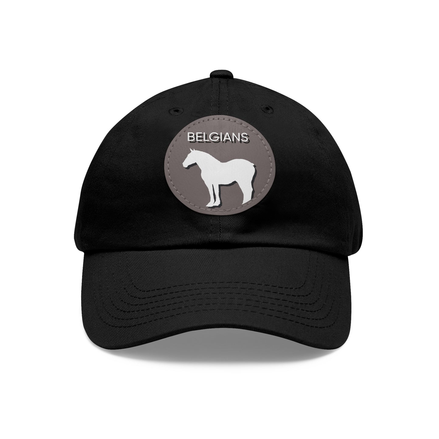 Baseball Cap-Dad Hat with Leather Patch (Round)-Belgian Draft Horse