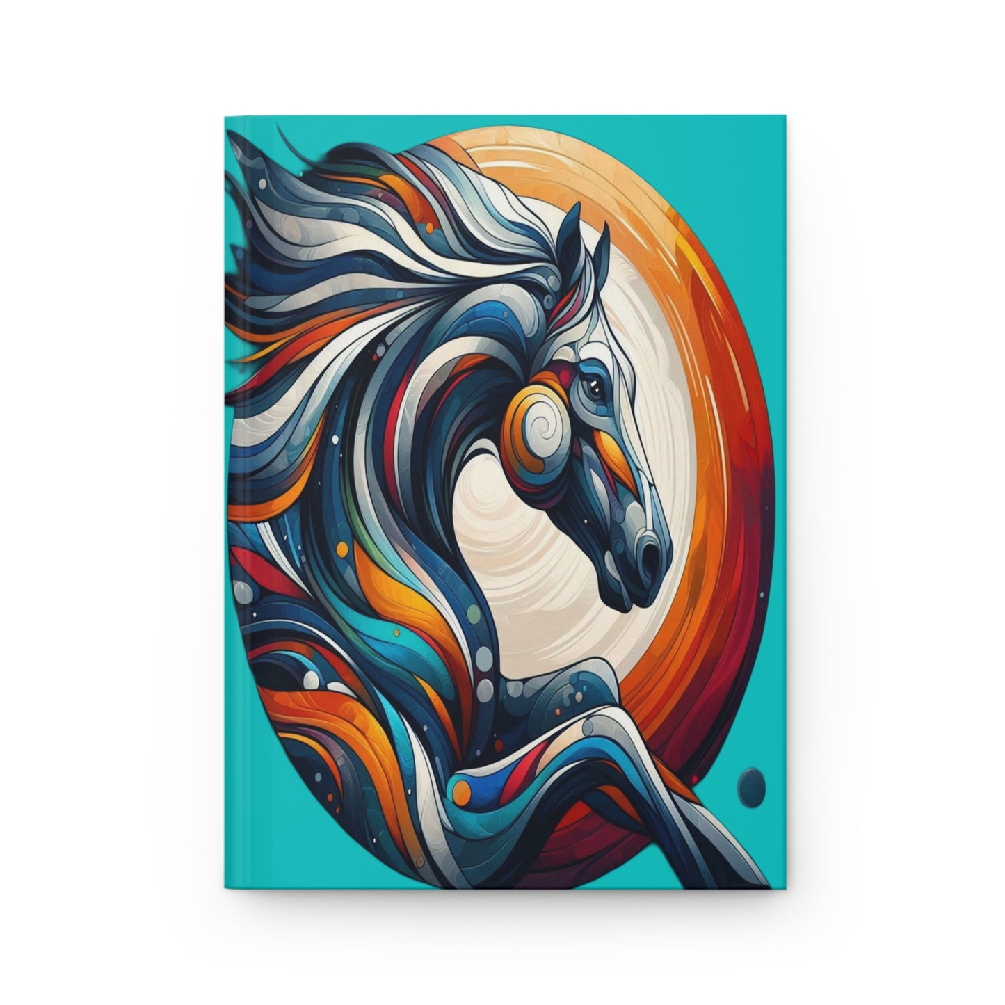 Hardcover Journal Matte-Iconic Multi Color Horse-Turquoise Blue