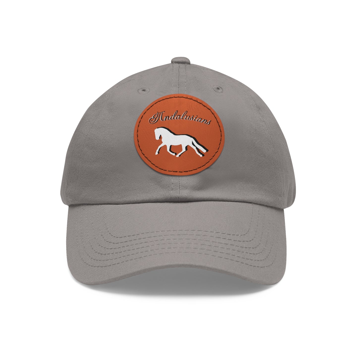 Baseball Cap-Dad Hat with Leather Patch (Round)-Andalusian Horse