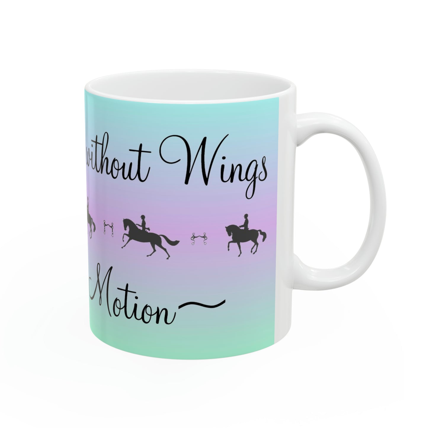 J5035 Mug Ceramic 11oz-Horse-Dressage-Inspirational-Riding is Flight without Wings~Poetry in Motion