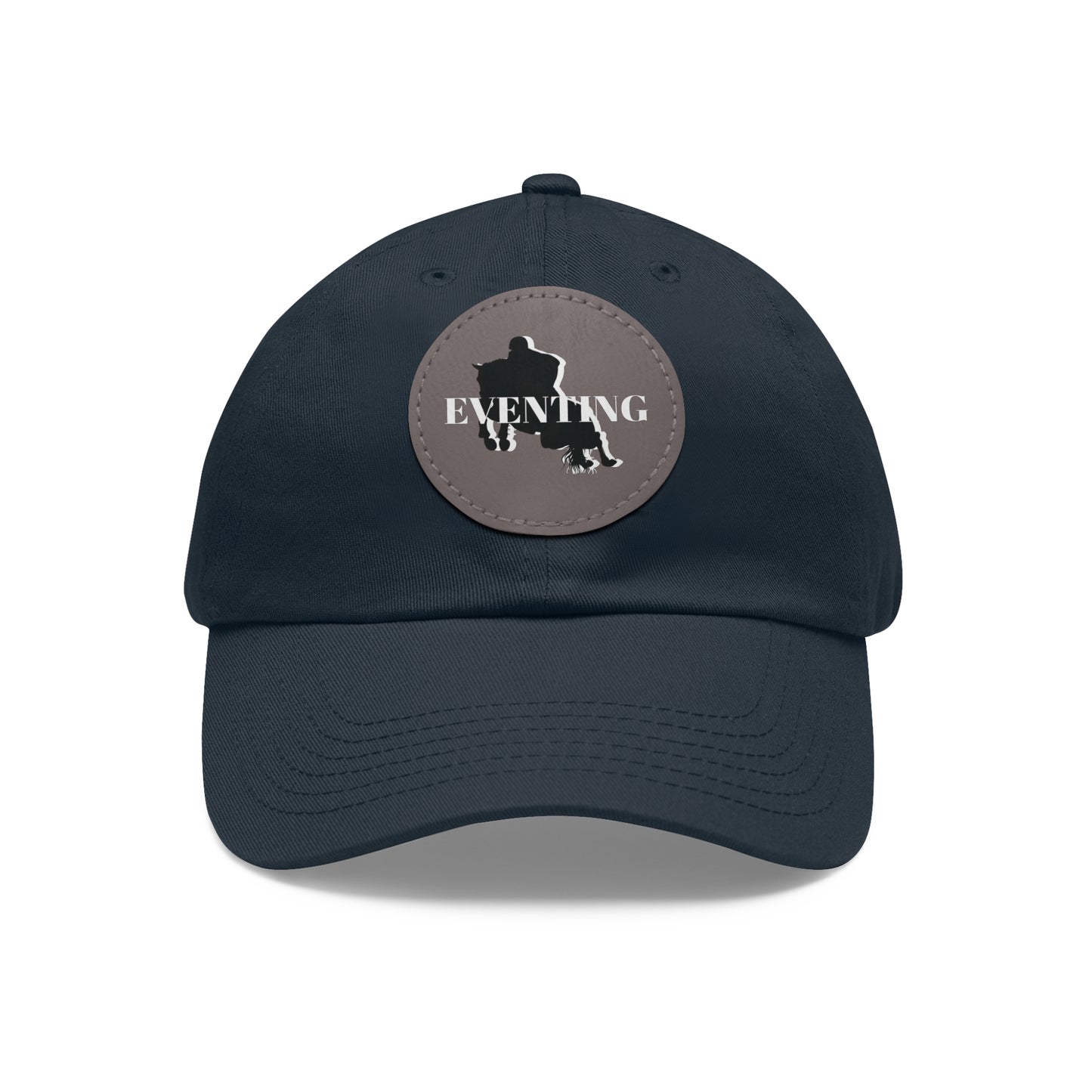 Baseball Cap-Dad Hat with Leather Patch (Round)-Eventing Horse