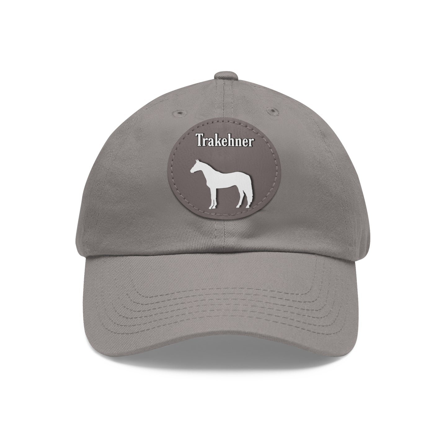 Baseball Cap-Dad Hat with Leather Patch (Round)-Trakehner Warmblood-Horse