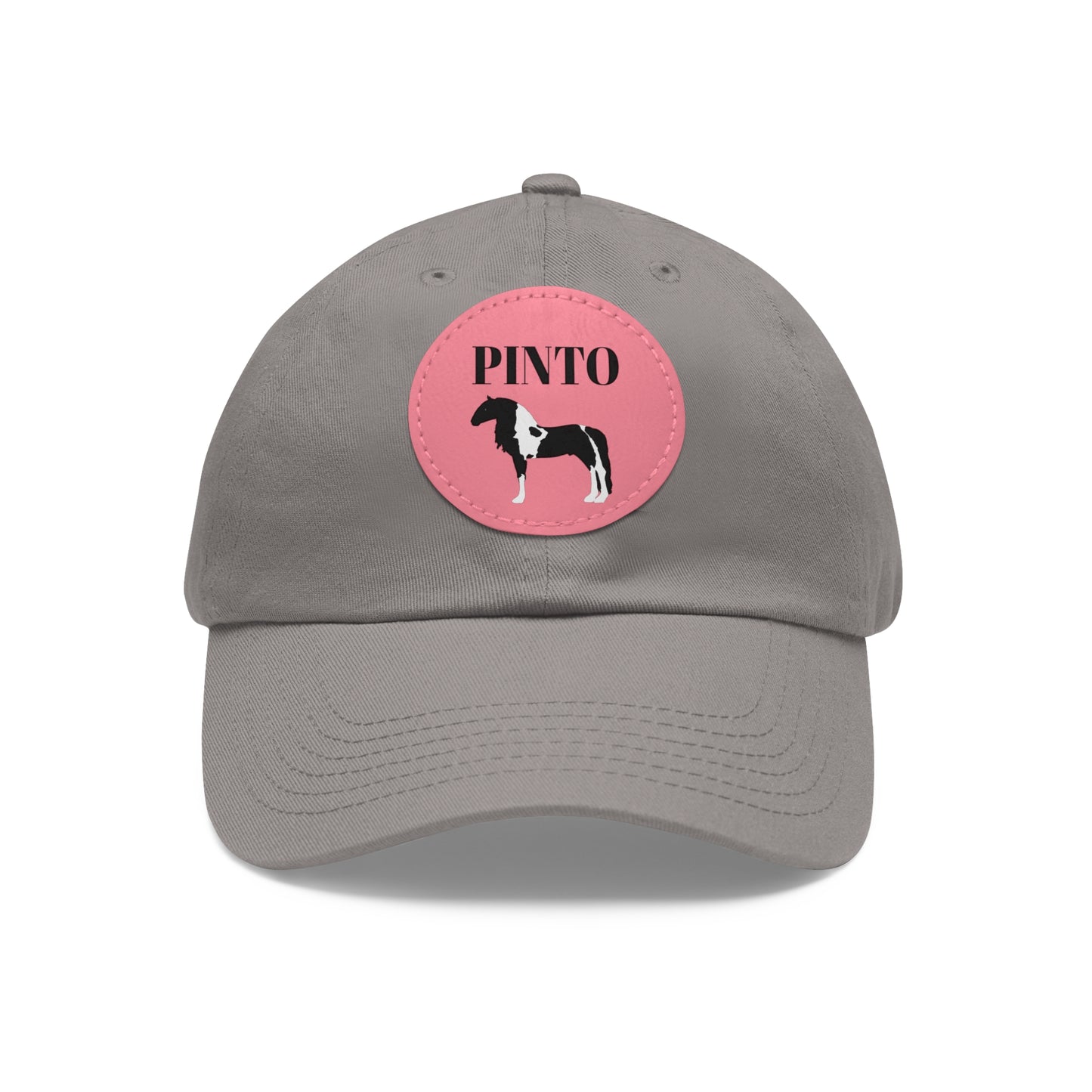 Baseball Cap-Dad Hat with Leather Patch (Round)-Pinto Horse