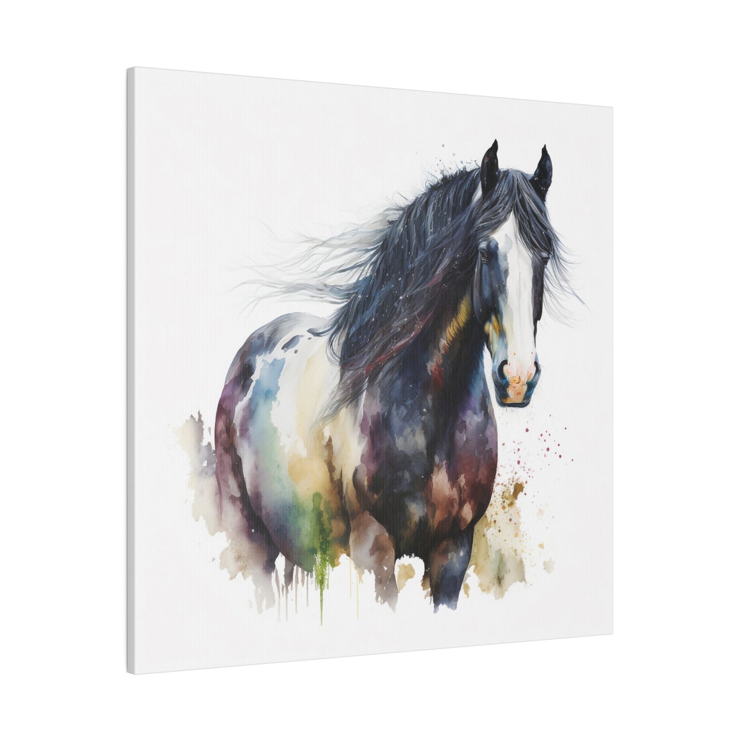 H848 Matte Canvas, Stretched, 0.75" Pinto Draft Horse