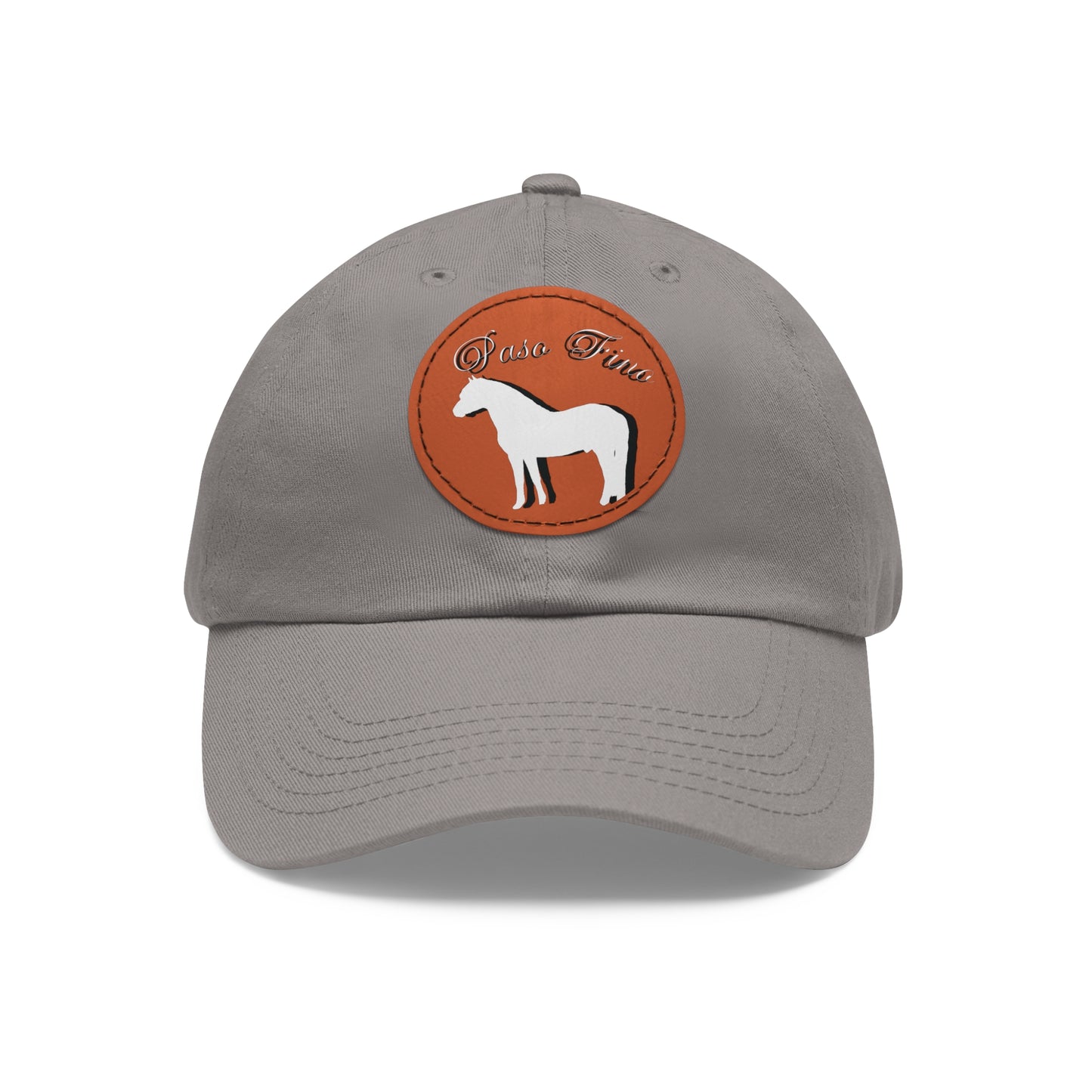 Baseball Cap-Dad Hat with Leather Patch (Round)-Paso Fino- Horse