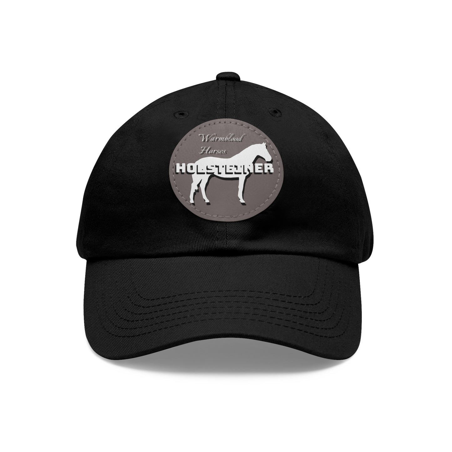 Baseball Cap-Dad Hat with Leather Patch (Round)-Holsteiner Warmblood-Horse