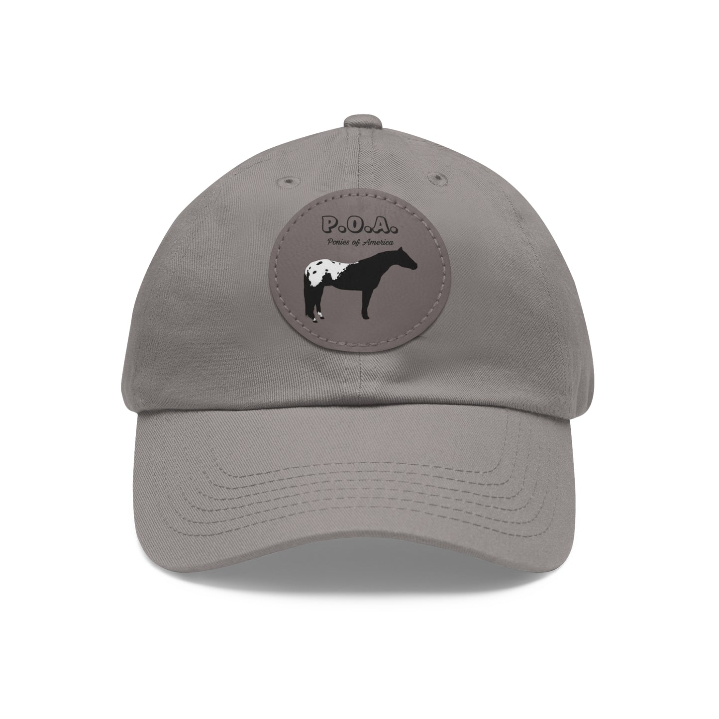 Baseball Cap-Dad Hat with Leather Patch (Round)-POAs Ponies of America-Horse