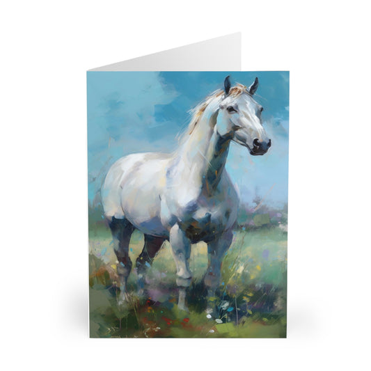 S708 Greeting Cards (5 Pack)-Horse-Blank Inside-Gray Horse