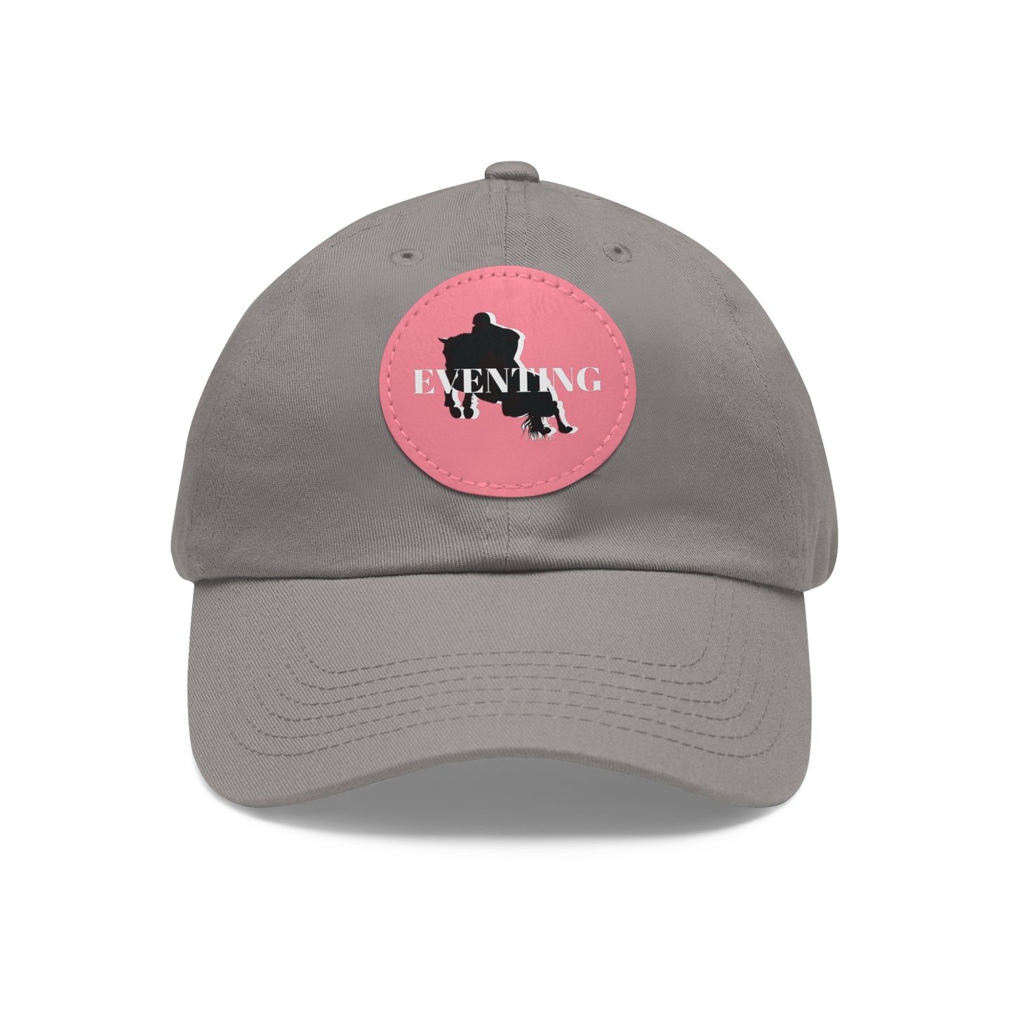 Baseball Cap-Dad Hat with Leather Patch (Round)-Eventing Horse